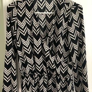 Ann Taylor Black and Beige Cross Front Blouse